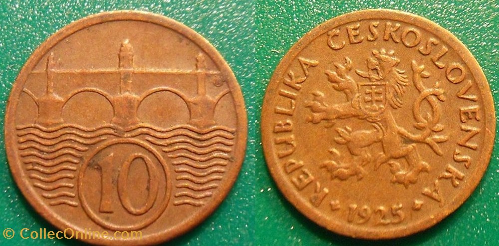 10 Haléru 1925 monnaie monde tchecoslovaquie 10 haleru 1925