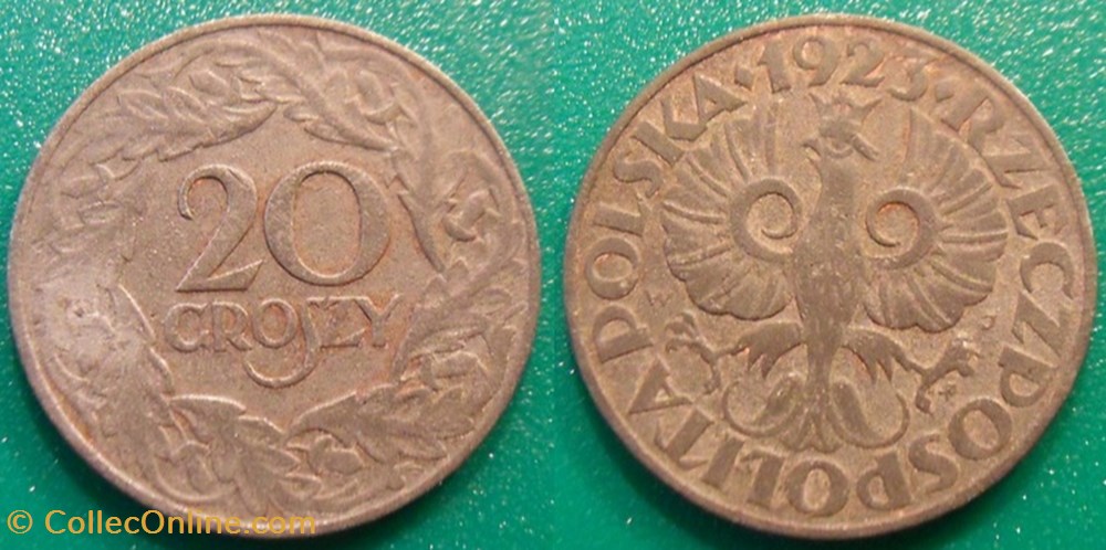 20 Groszy 1923 occupation allemande monnaie monde pologne 20 groszy 1923 occupation allemande