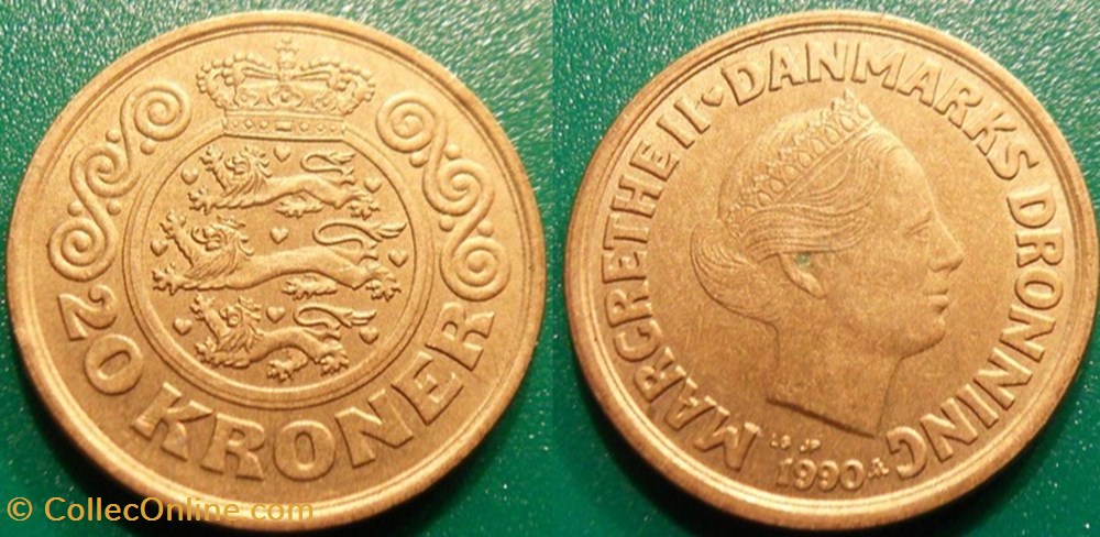 monnaie monde danemark 20 kroner 1990