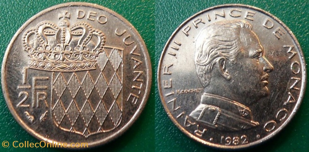 1/2 Franc 1982 Rainier III monnaie monde monaco 1 2 franc 1982 rainier iii
