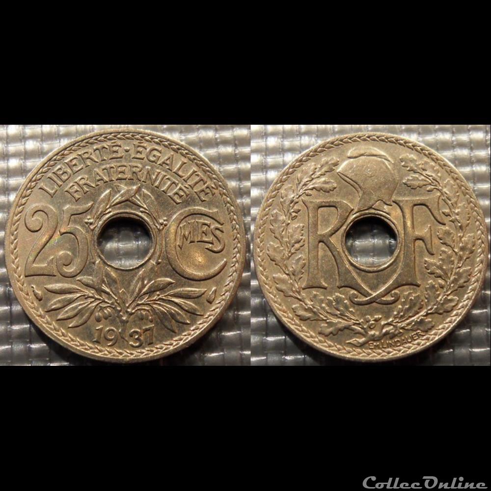 monnaie france moderne fd 25 centimes em lindauer 1937 24mm 5g
