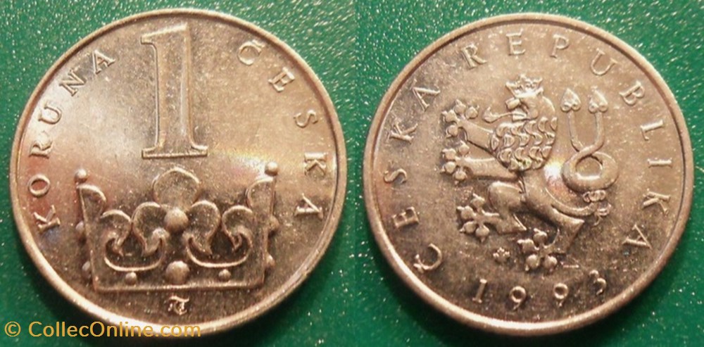 1 Koruna 1993 monnaie monde republique tcheque 1 koruna 1993
