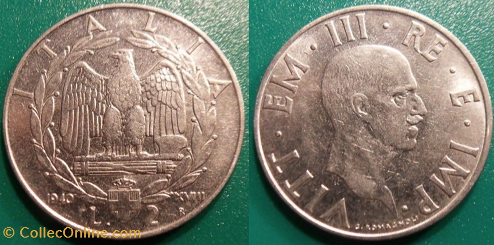 monnaie monde italie 2 lires 1940 non magnetique