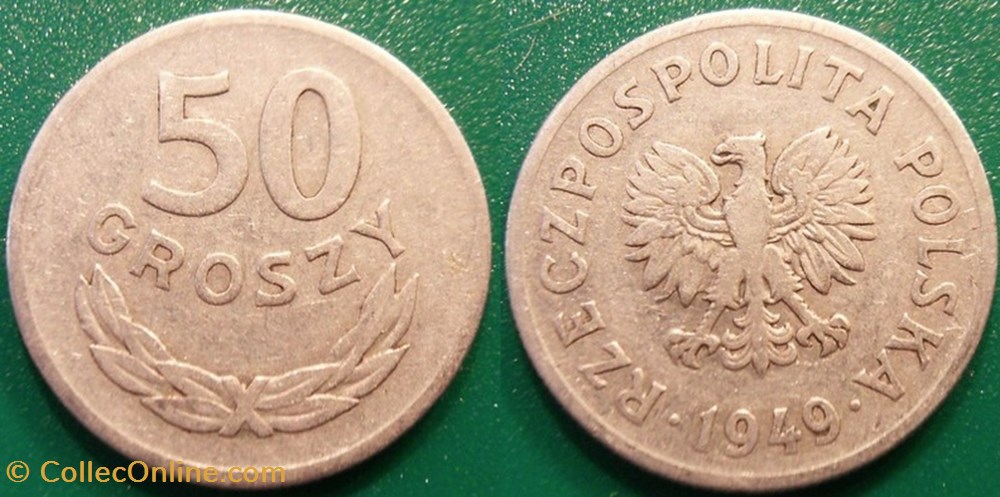 monnaie monde pologne 50 groszy 1949
