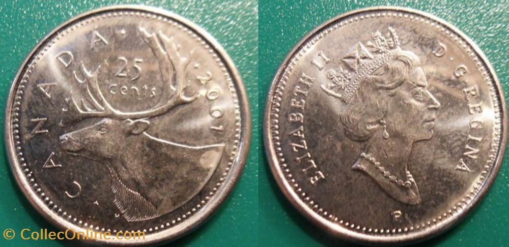 25 Cents 2001 monnaie monde canadum 25 cents 2001