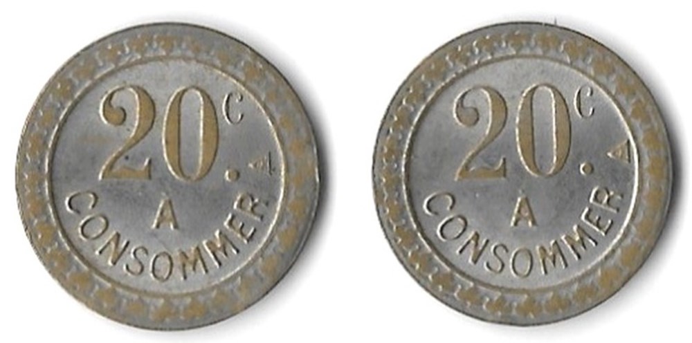 f- Jeton à consommer 20 à Consommer monnaies paranumismatique jetons poids f jeton a consommer 20 a consommer