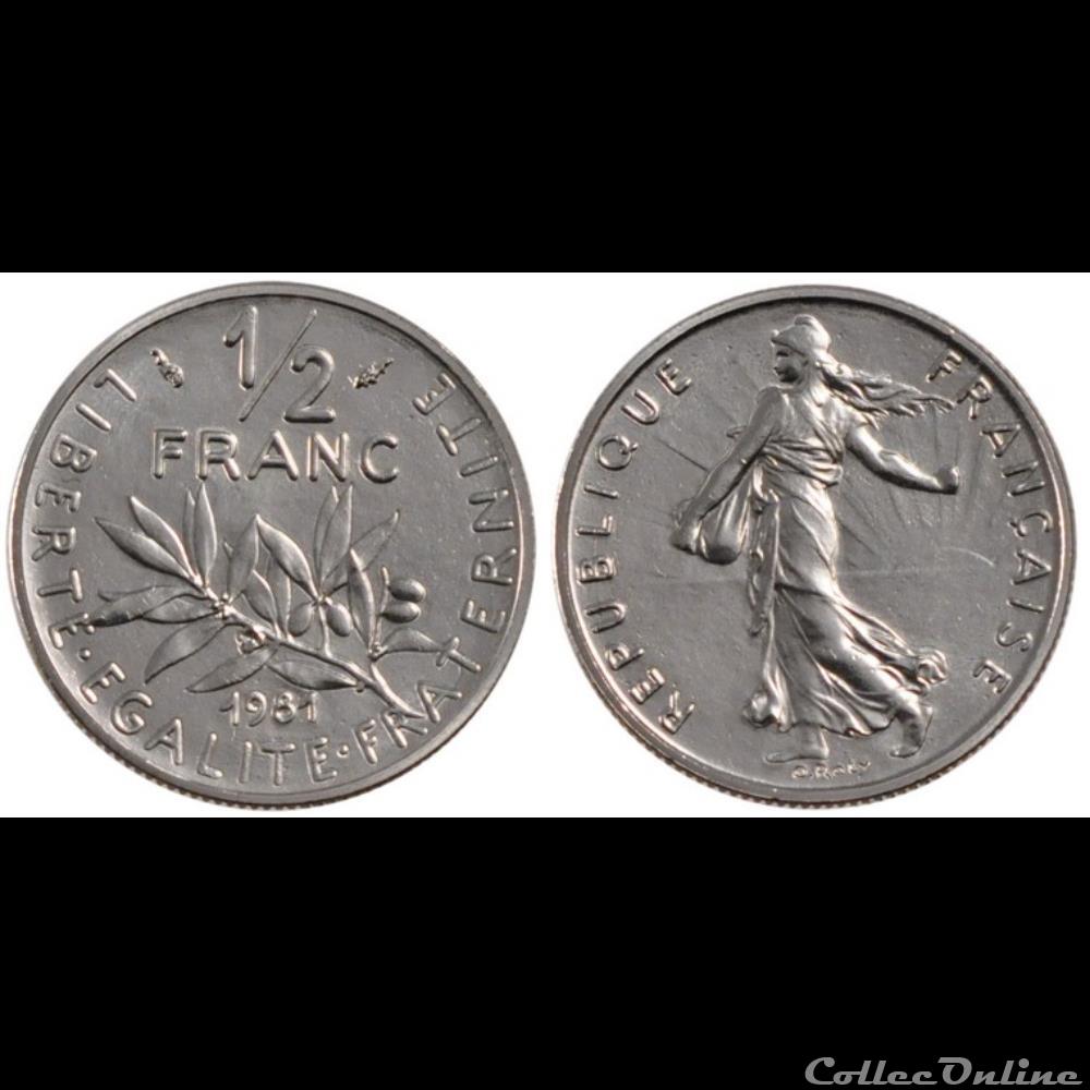 Gl 1/2 franc semeuse 1981 19.5mm 4.5g monnaie france moderne gl 1 2 franc semeuse 1981 19 5mm 4 5g