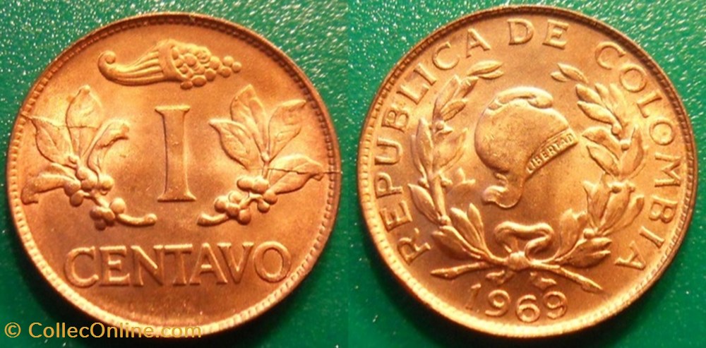 1 Centavo 1969 monnaie monde colombie 1 centavo 1969