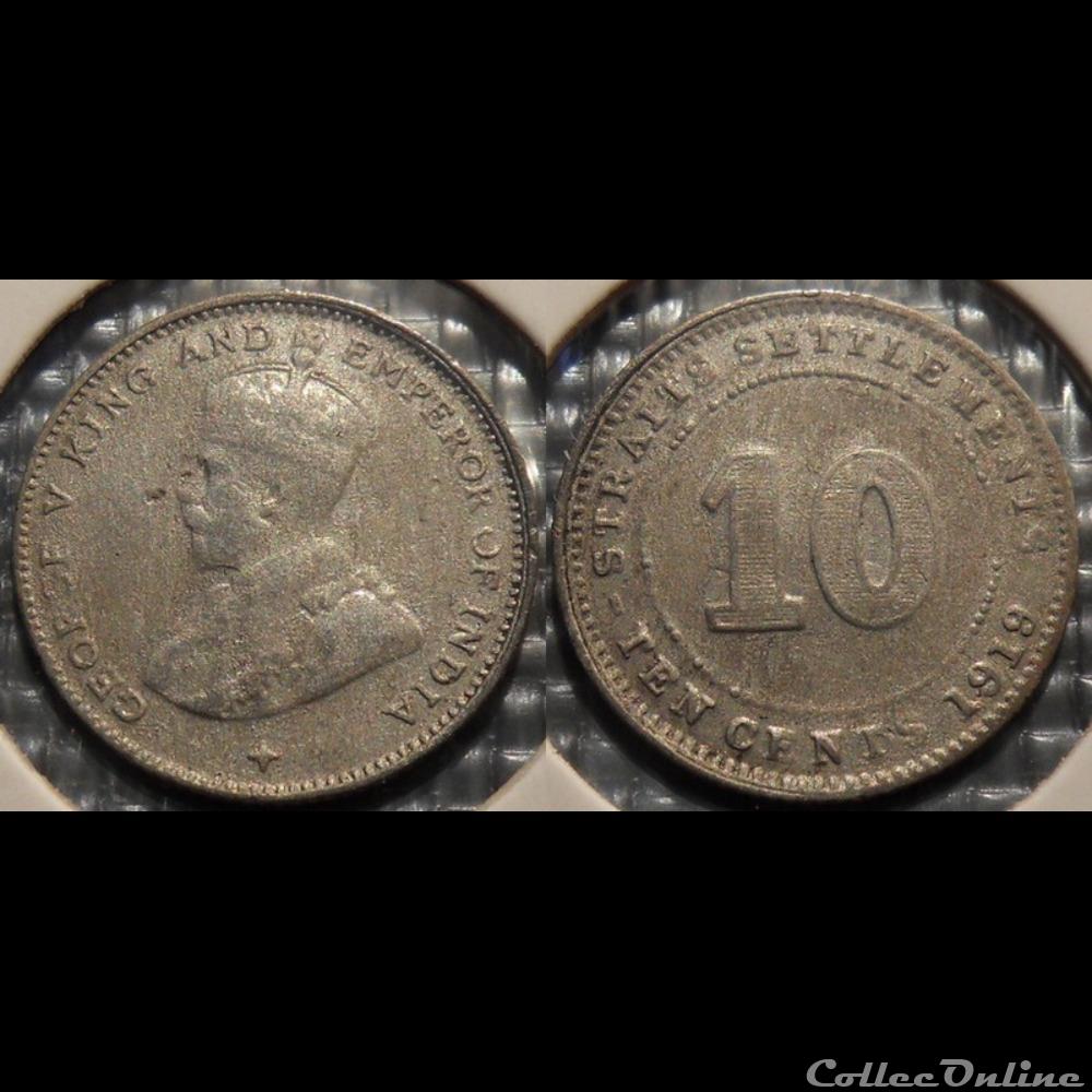 Malaysia Straits Settlements 10 Cents 1919 monnaie france colony malaysia straits settlements 10 cents 1919