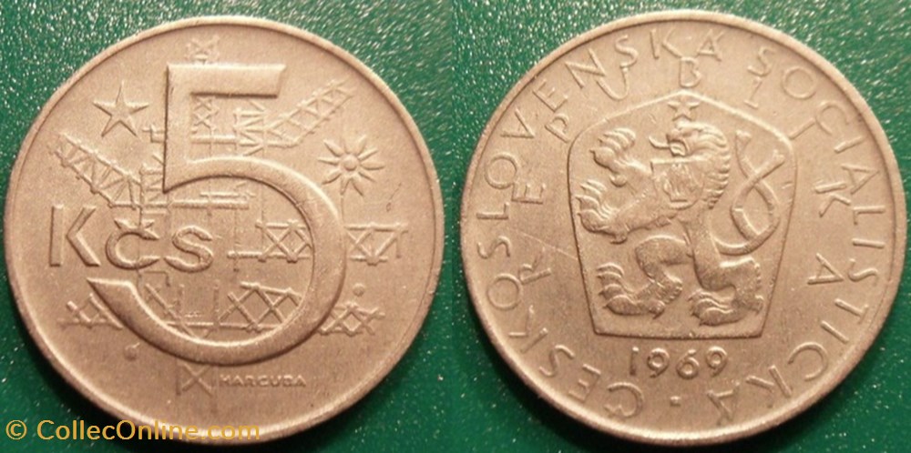 5 Korun 1969 monnaie monde tchecoslovaquie 5 korun 1969