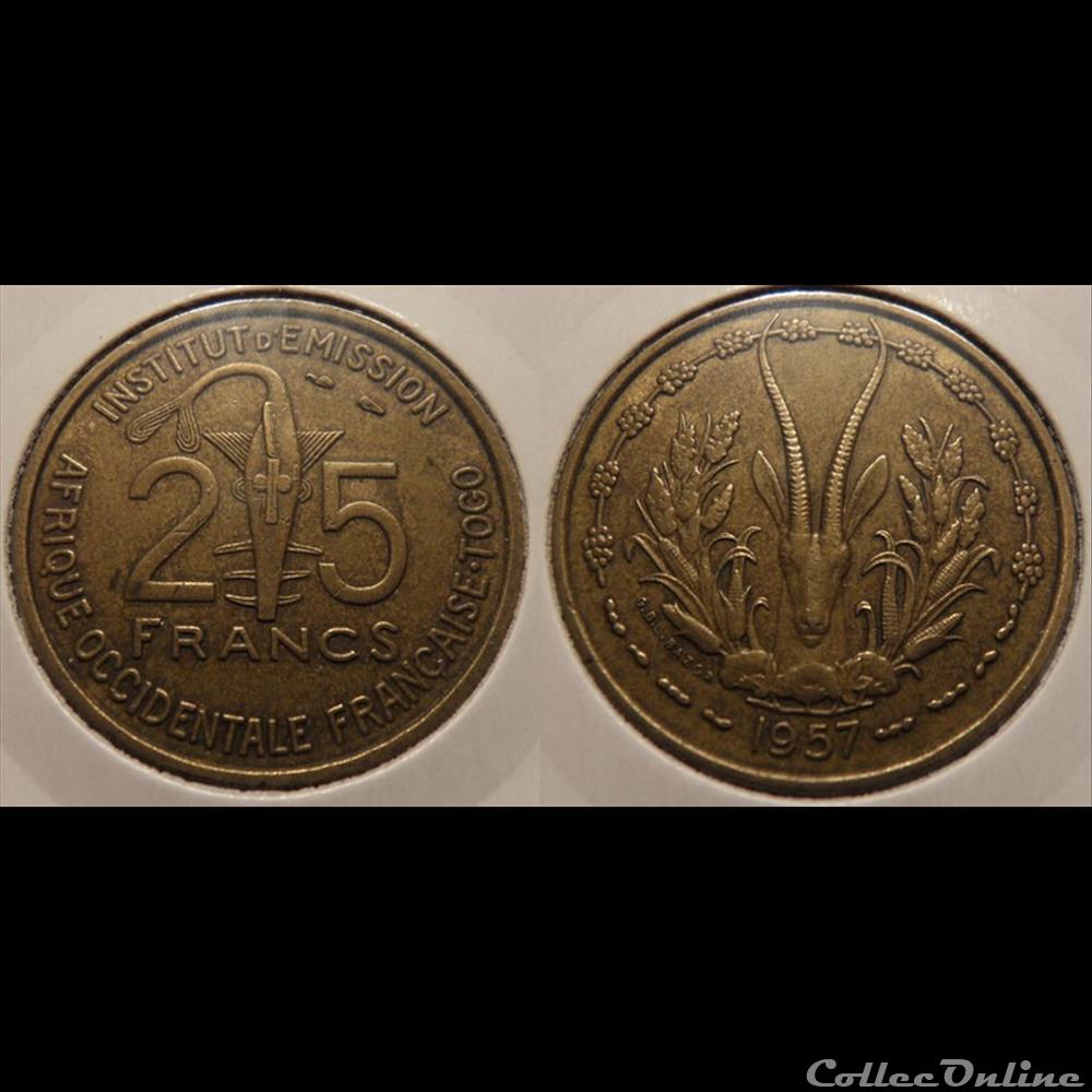 monnaie france colony afrique occidentale francaise togo 25 francs 1957