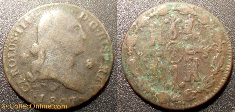 Espagne 8 maradevis 1807 monnaies monde espagne 8 maradevis 1807