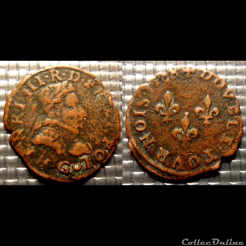 monnaie france a royale e4 henri iii double tournois 1588 poitiers