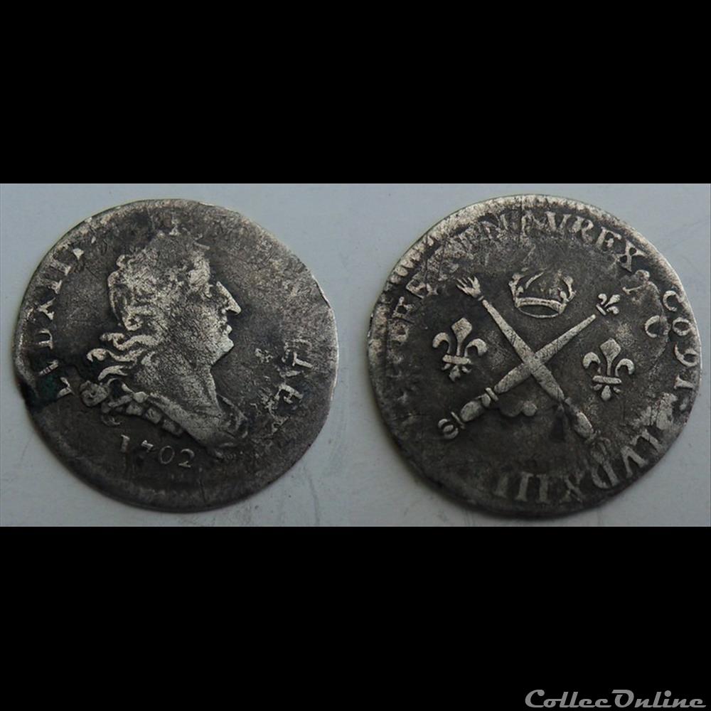 H31 Louis XIV 5 Sols aux insignes 1702 monnaies france royales h31 louis xiv 5 sols aux insignes 1702