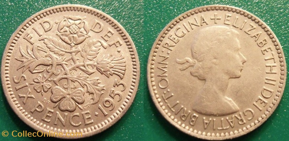 6 Pence 1953 monnaie monde royaume uni 6 pence 1953