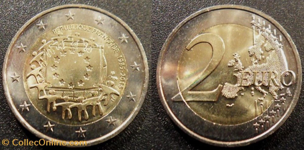 monnaies monde france 2 euros 2015 drapeau europeen