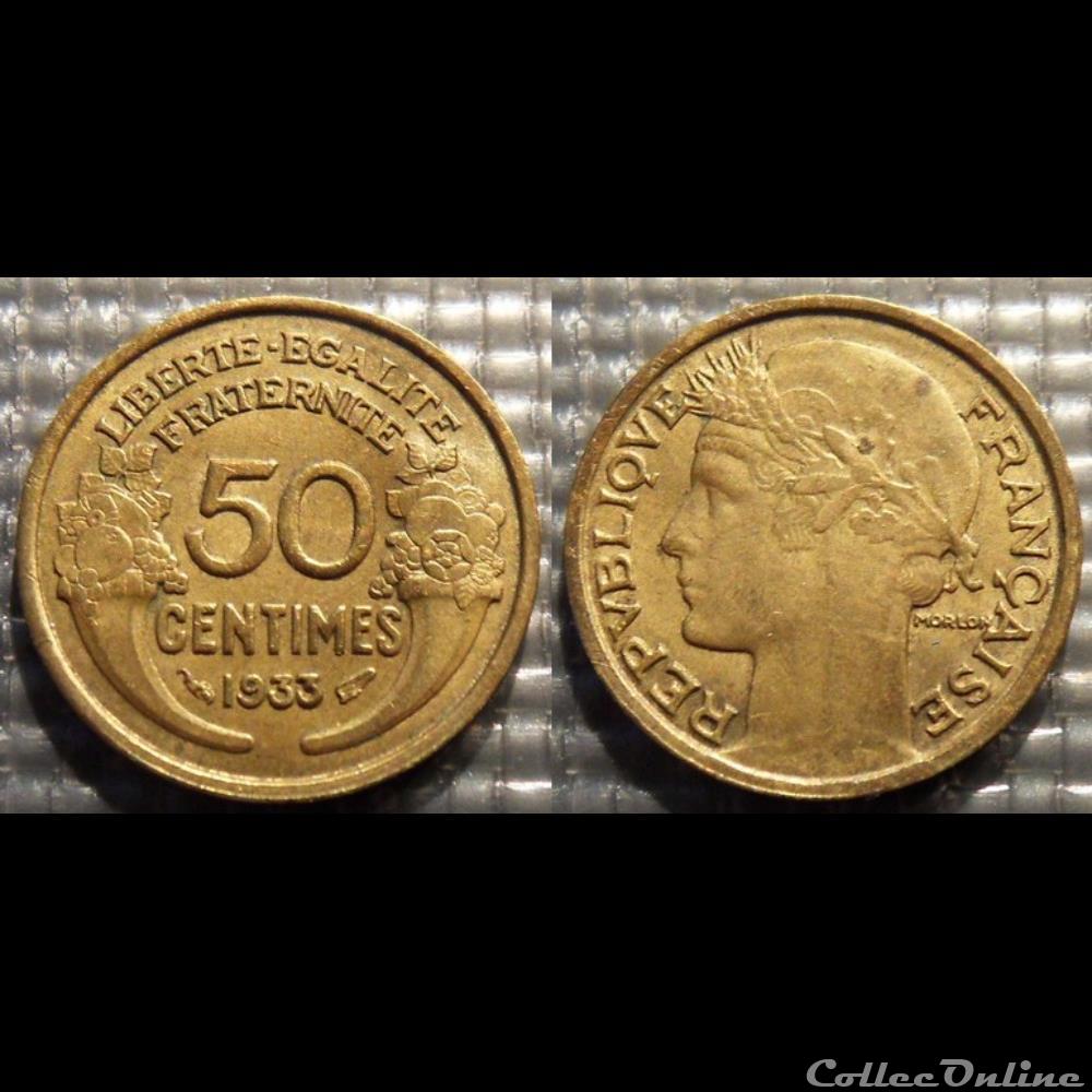 Gc 50 centimes Morlon 1933 18mm 2g monnaie france moderne gc 50 centimes morlon 1933 18mm 2g