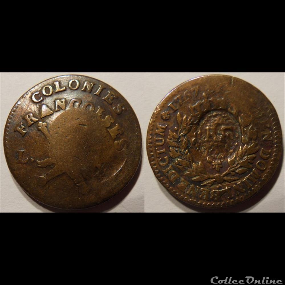 Guadeloupe Sol surfrappé RF 3 sous 9 deniers ou 1/4 Escalin 1767 monnaie france colony guadeloupe sol surfrappe rf 3 sous 9 deniers ou 1 4 escalin 1767