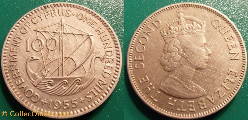 100 Mils 1955 monnaie monde chypre 100 mils 1955