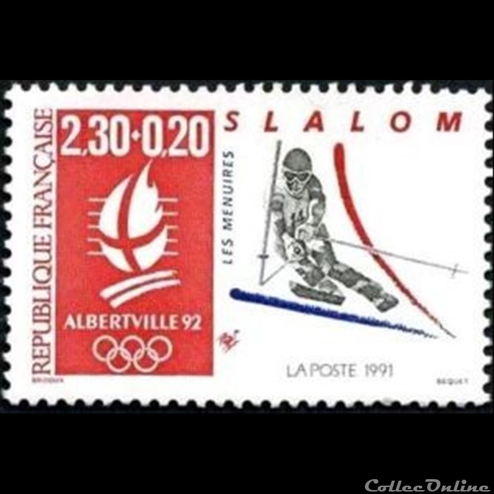timbre france assignat 1991 alberville 92 jeux olympiques hiver