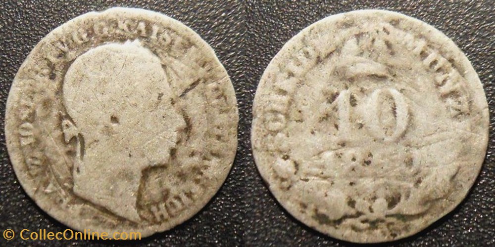 Autriche 10 Kreuser 1860 Franz Joseph I monnaies autriche 10 kreuser 1860 franz joseph i