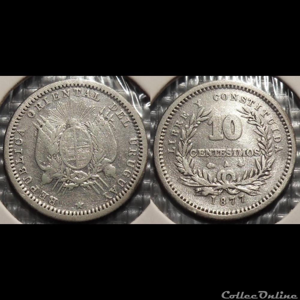 Uruguay 10 Centesimos 1877 monnaie monde uruguay 10 centesimos 1877