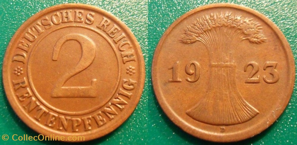 monnaie 2 rentenpfennig 1923