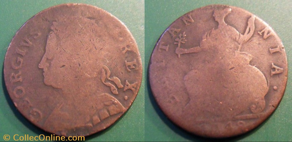 Grande Bretagne half Penny 1748 monnaie monde grande bretagne half penny 1748