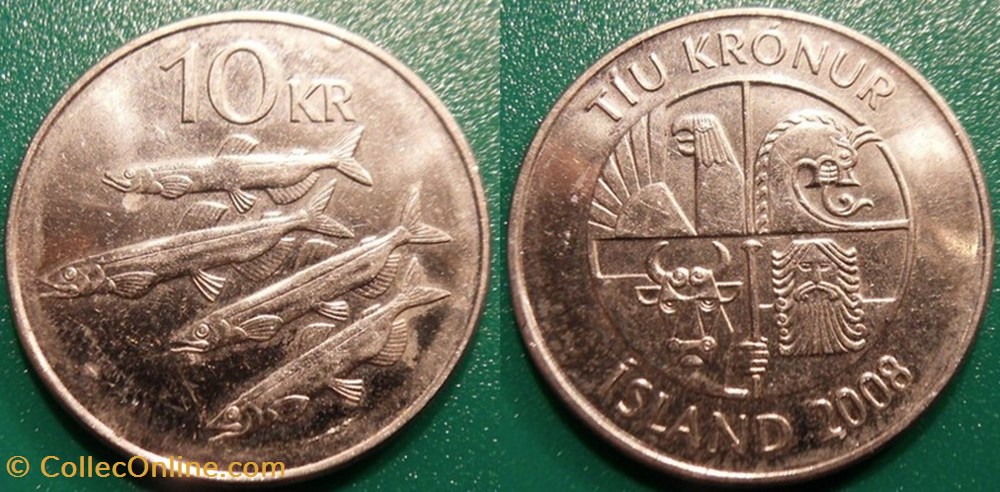 10 Kronur 2008 monnaie monde islande 10 kronur 2008