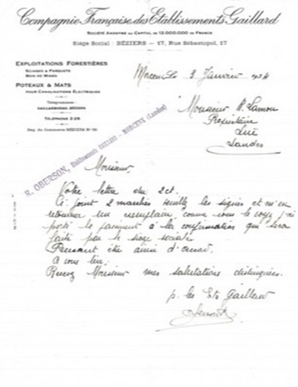 Vieux papiers: Morcenx - Béziers - Etablissements Gaillards divers vieux papiers morcenx beziers etablissements gaillards