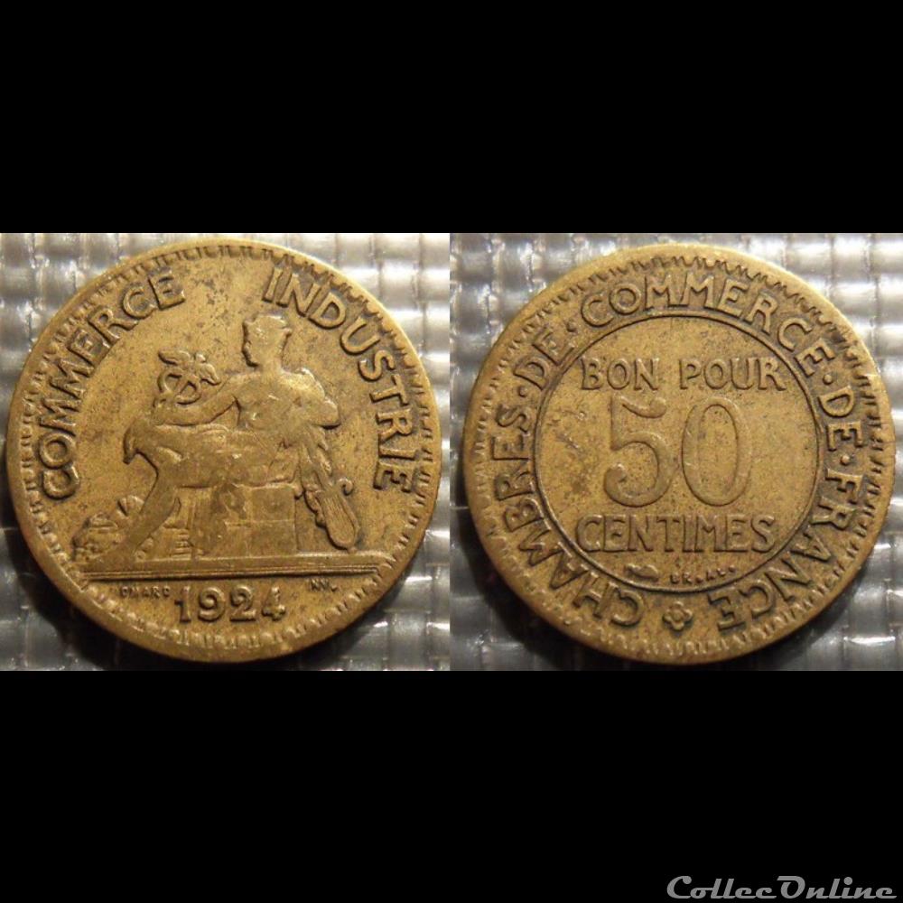 monnaie france moderne gb 50 centimes chambre de commerce 1924 18mm 2g