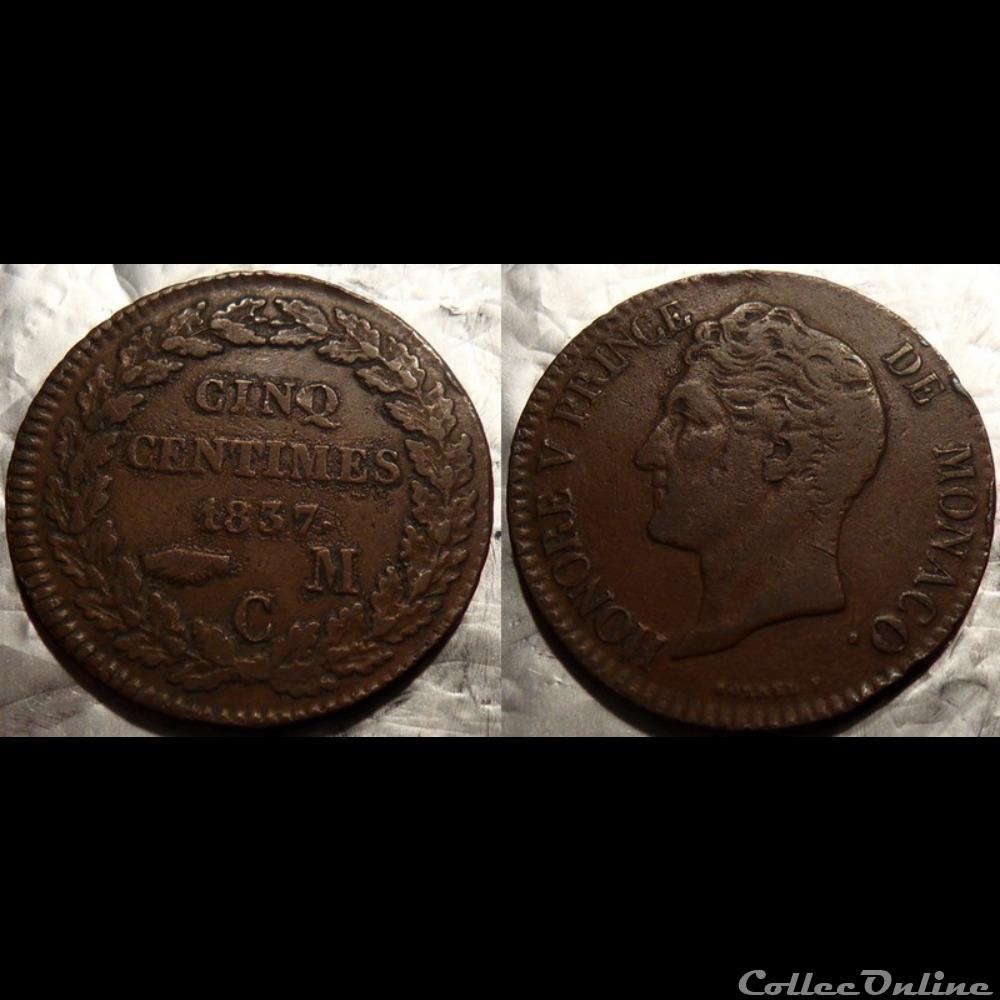 Monaco 5 centimes 1837 monnaie monde moderne monaco 5 centimes 1837