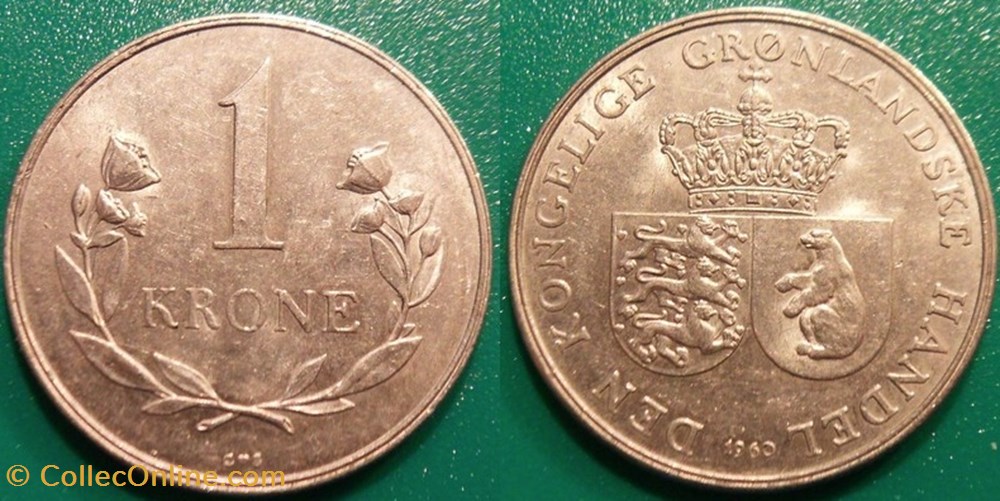1 Krone 1960 monnaie monde groenland 1 krone 1960