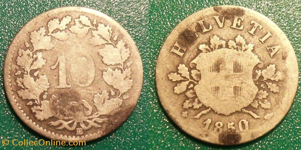 Suisse 10 Rappen 1850 monnaies suisse 10 rappen 1850