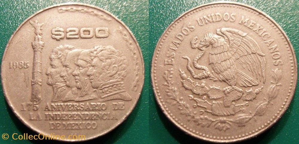 monnaie monde mexique 200 pesos 1985