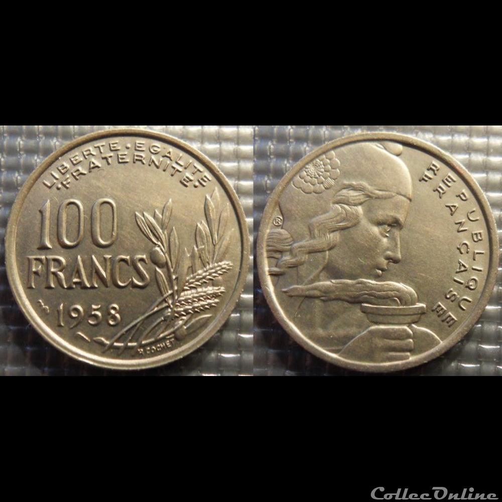 Oa 100 francs Cochet 1958 24mm 6g monnaie france moderne oa 100 francs cochet 1958 24mm 6g