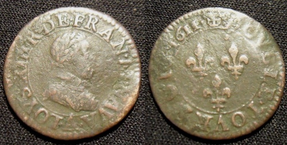 G1 Louis XIII Paris double tournois 1611 A Paris monnaies europe medievale france royales g1 louis xiii paris double tournois 1611 a paris
