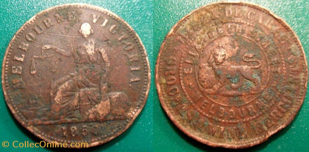 e- J etr Australie Melbourne Victoria 1858 monnaies paranumismatique jetons poids e j etr australie melbourne victoria 1858