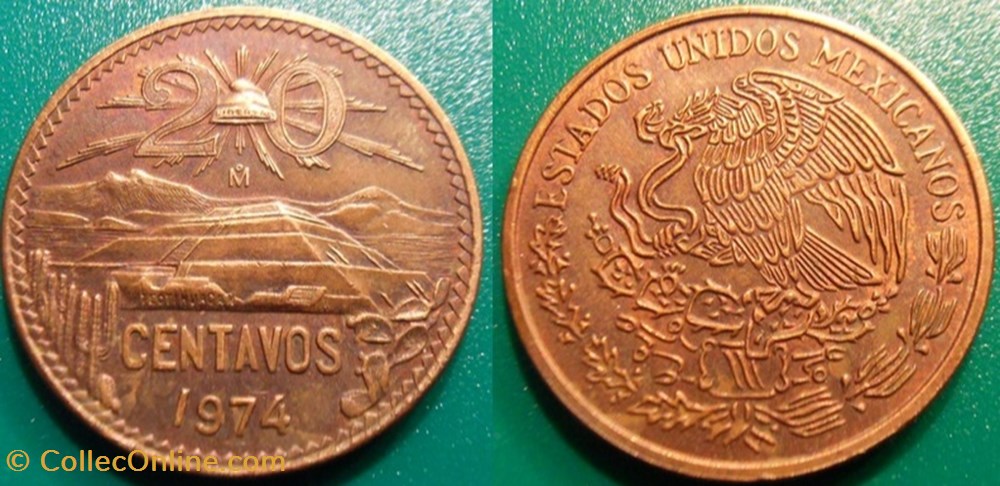 monnaie monde mexique 20 centavos 1974
