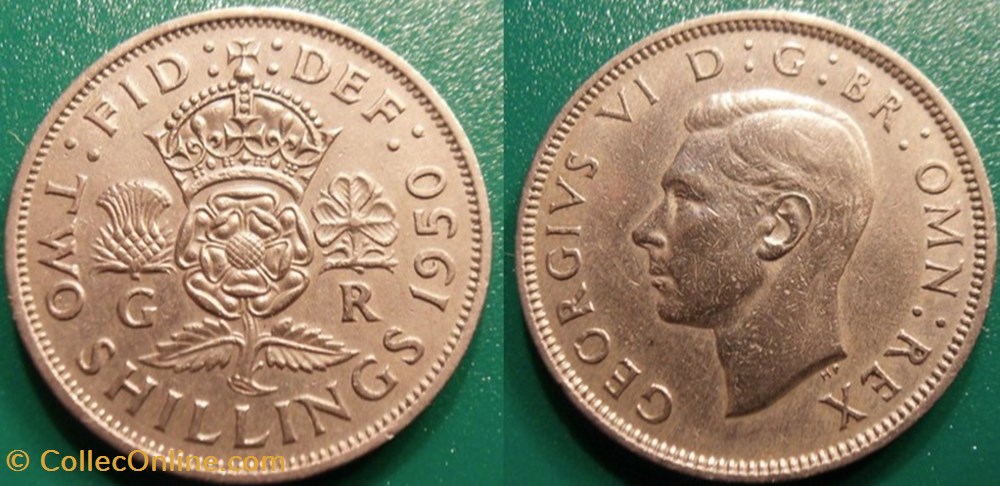 monnaie monde royaume uni 2 shillings 1950