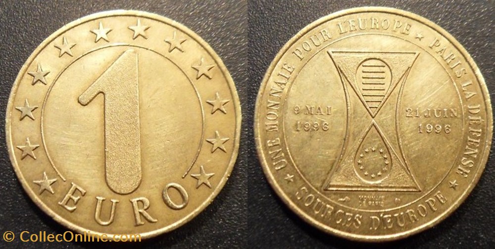 d- Jeton Paris 1 Euro Paris la Défense monnaies paranumismatique jetons poids d jeton paris 1 euro paris la defense