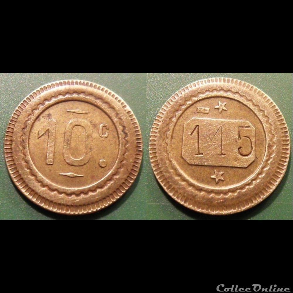 f- Jeton à consommer 10 C. -115 monnaie mereaux f jeton a consommer 10 c 115