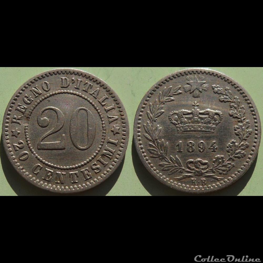 Italie 20 Centesimi 1894 KB monnaie monde italie 20 centesimi 1894 kb