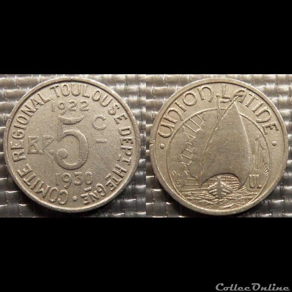 p- MN Toulouse 5 C. 1922-1930 Al Elie:10.1 monnaies paranumismatique jetons poids p mn toulouse 5 c 1922 1930 al elie 10 1