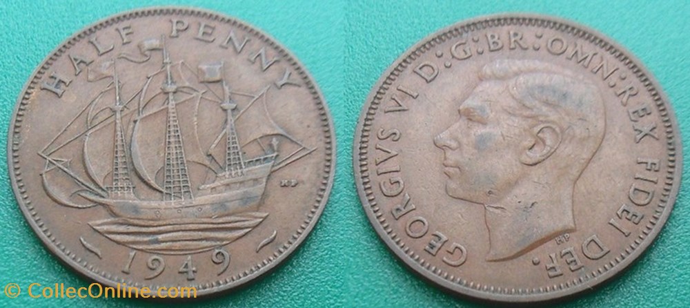 1/2 Penny 1949 monnaie monde royaume uni 1 2 penny 1949