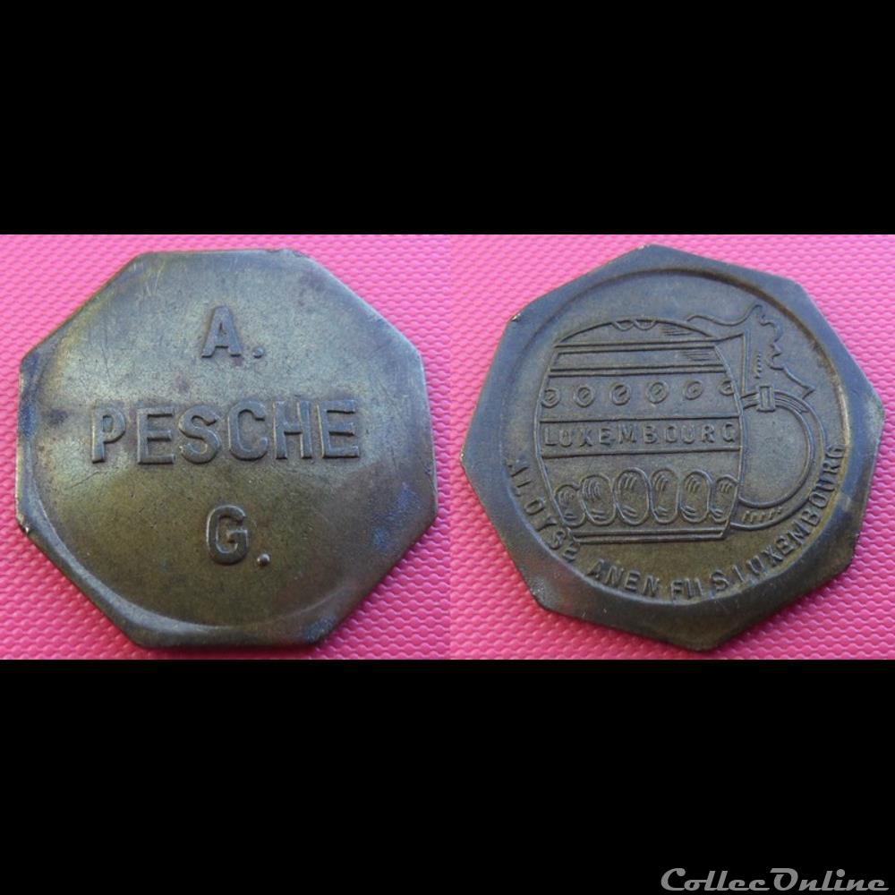 e- J etr Luxembourg A.PESCHE G. monnaie jeton mereaux e j etr luxembourg a pesche g