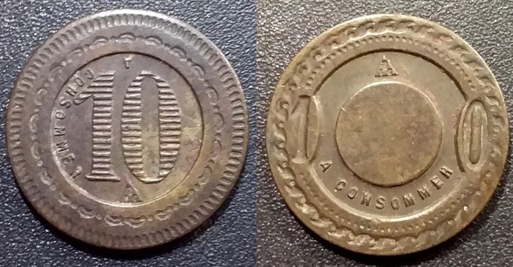 f- Jeton à consommer 10 c à Consommer monnaies paranumismatique jetons poids f jeton a consommer 10 c a consommer
