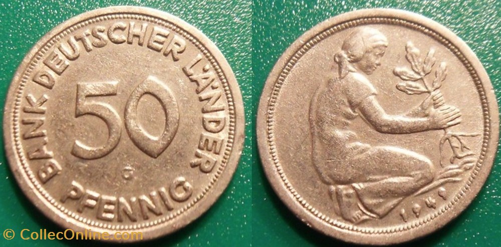 50 Pfennig 1949 monnaie monde allemagne 50 pfennig 1949