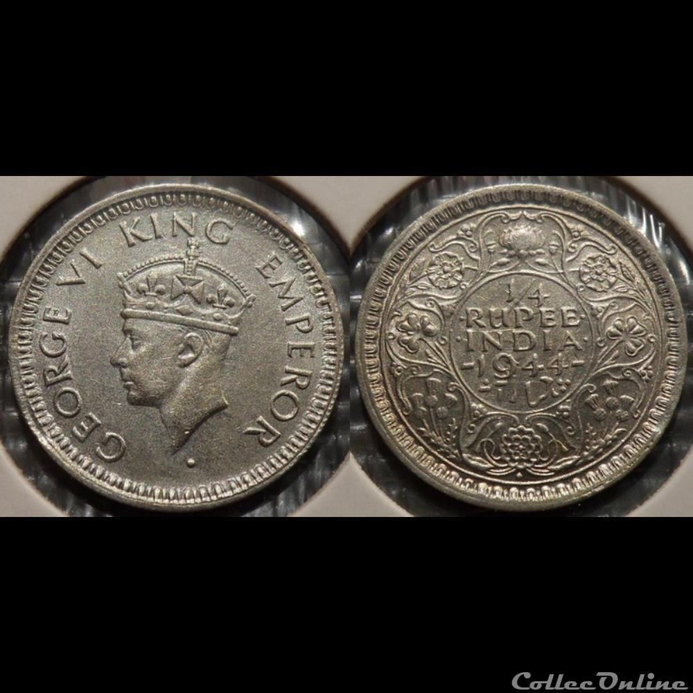 Indes Britannique 1/4 Roupie 1944 monnaie france moderne indes britannique 1 4 roupie 1944