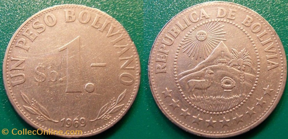 monnaie monde bolivie 1 peso boliviano 1969